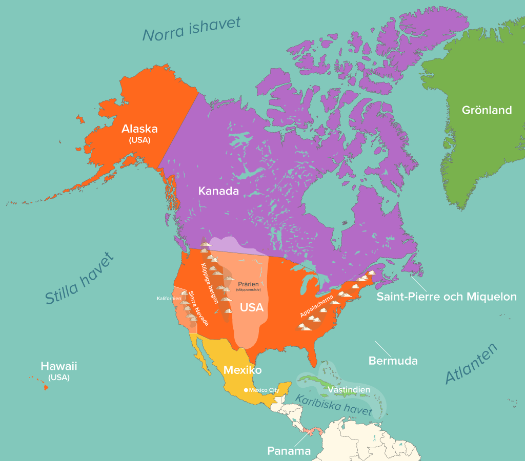 Nordamerika – läromedel till lektion i geografi åk 4,5,6