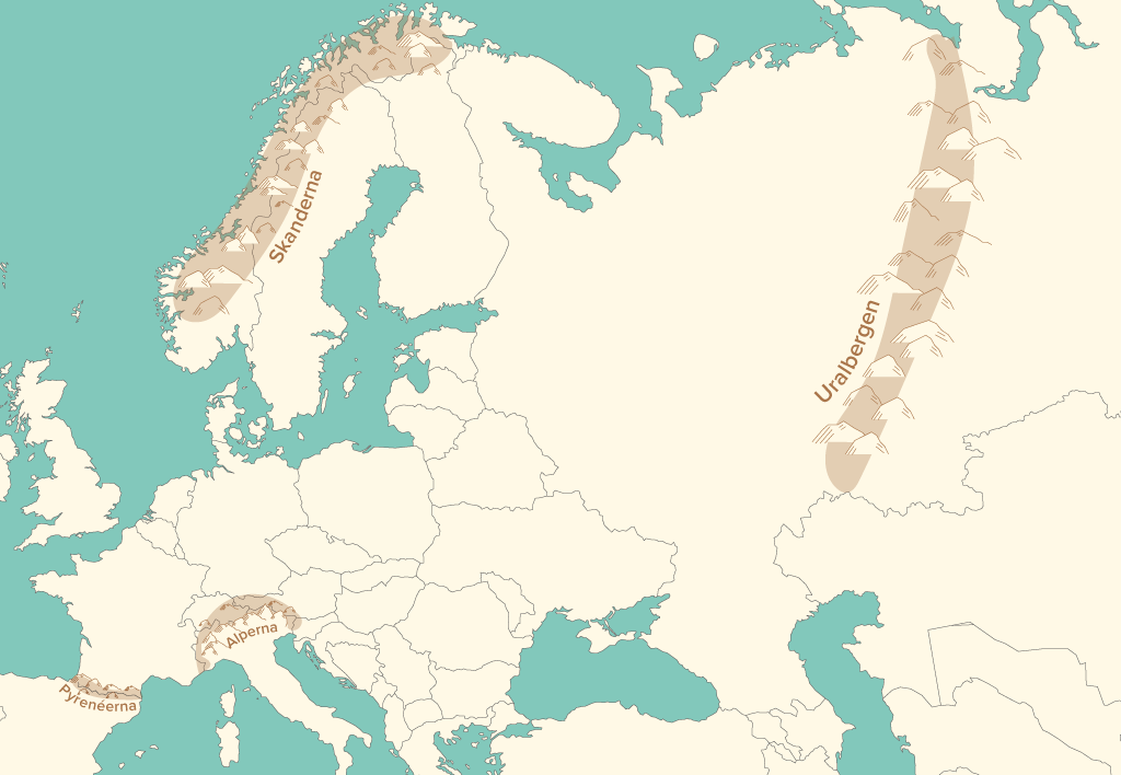 berg i europa karta Europas berg – läromedel i geografi åk 4,5,6