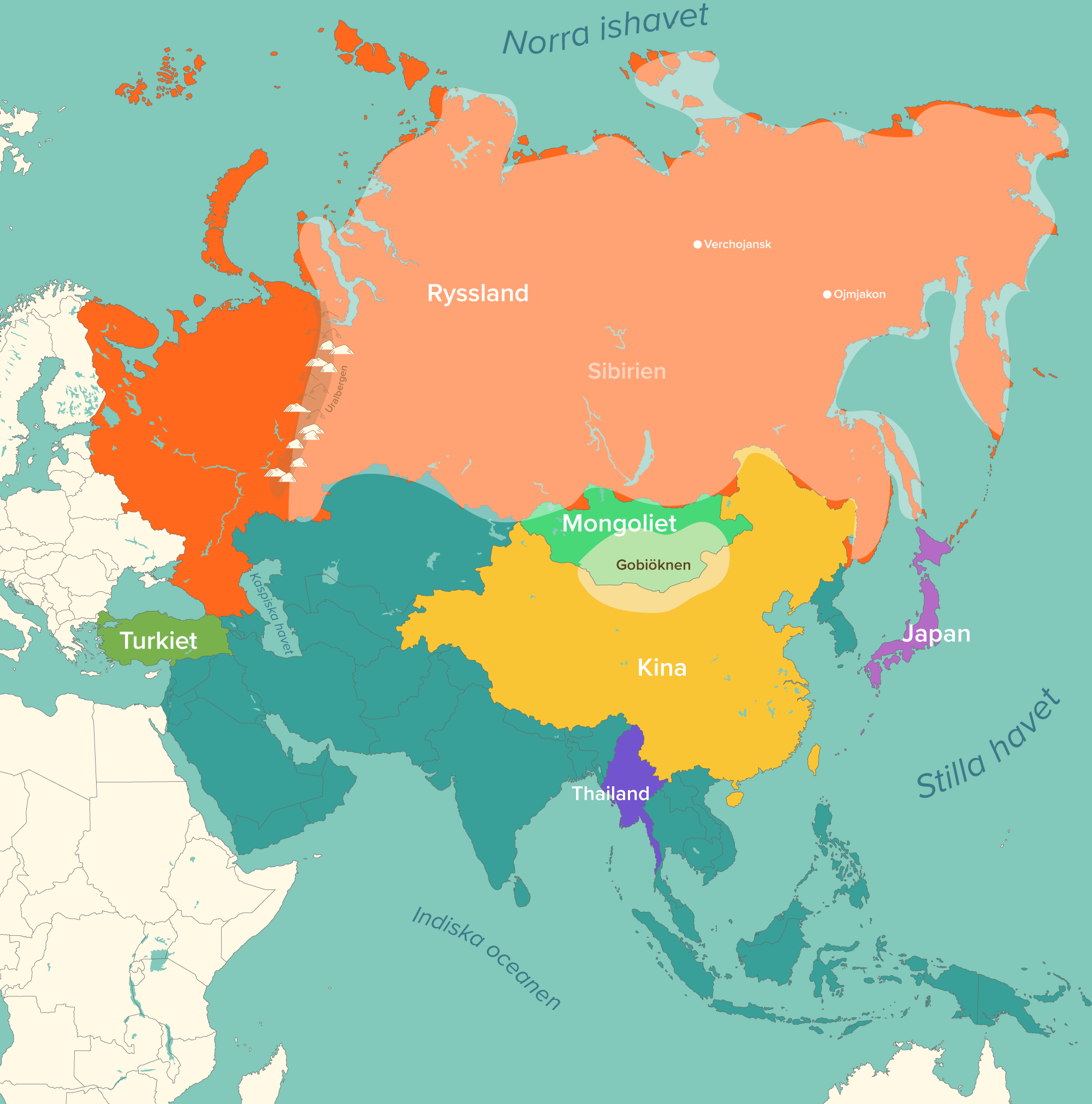 Asien – läromedel till lektion i geografi åk 4,5,6
