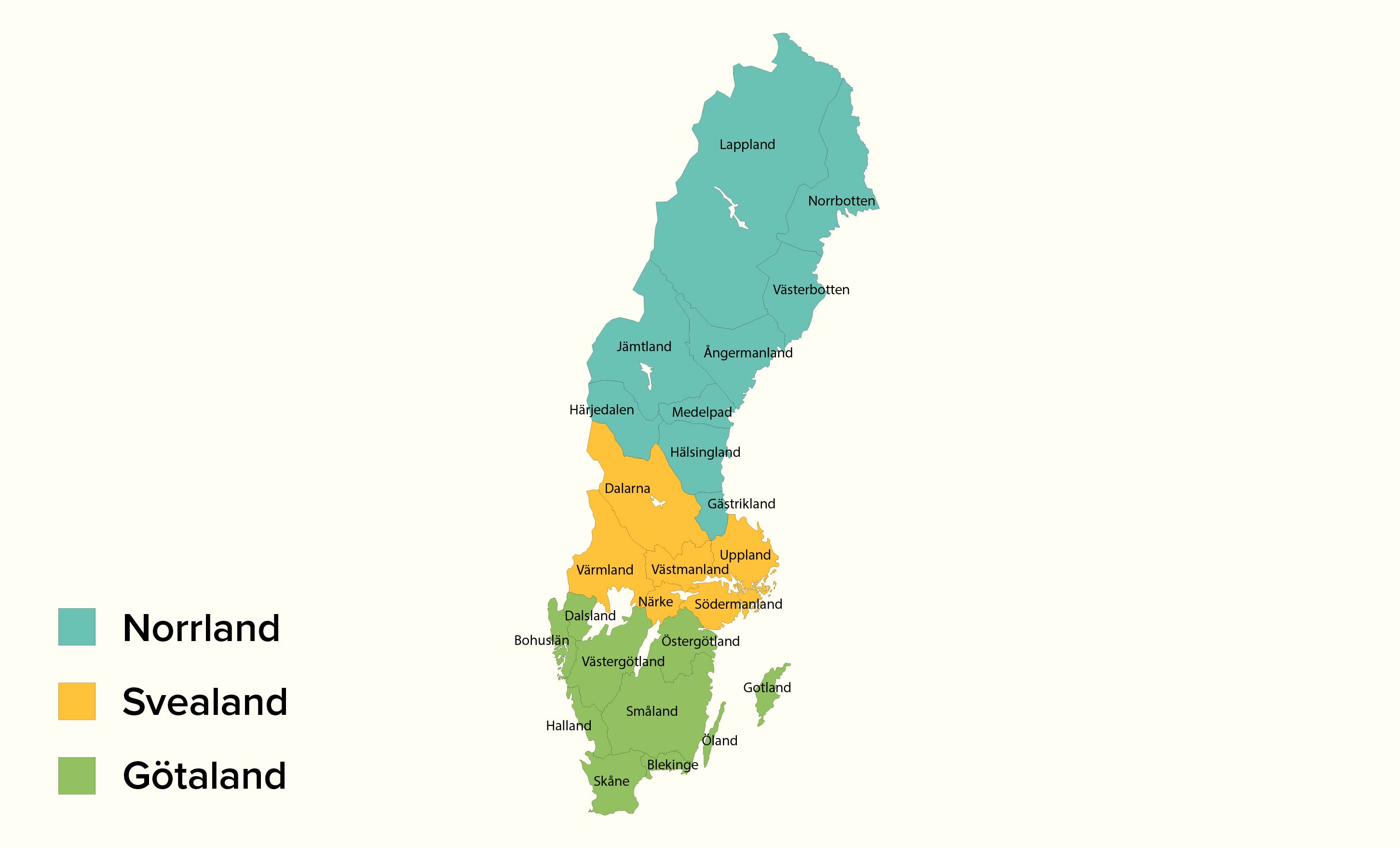 Karta Sverige Norrland Svealand Götaland | Karta Mellersta